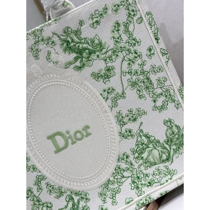 Dior Toile de Jouy Garden Embroidery Canvas Book Tote Bag #A65913