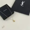 Saint Laurent Solid Heart Pendant Gold Thin Chain Choker Necklace Women Designer Jewelry #A65952 Saint Laurent Solid Heart Pendant Gold Thin Chain Choker Necklace Women Designer Jewelry #A65952