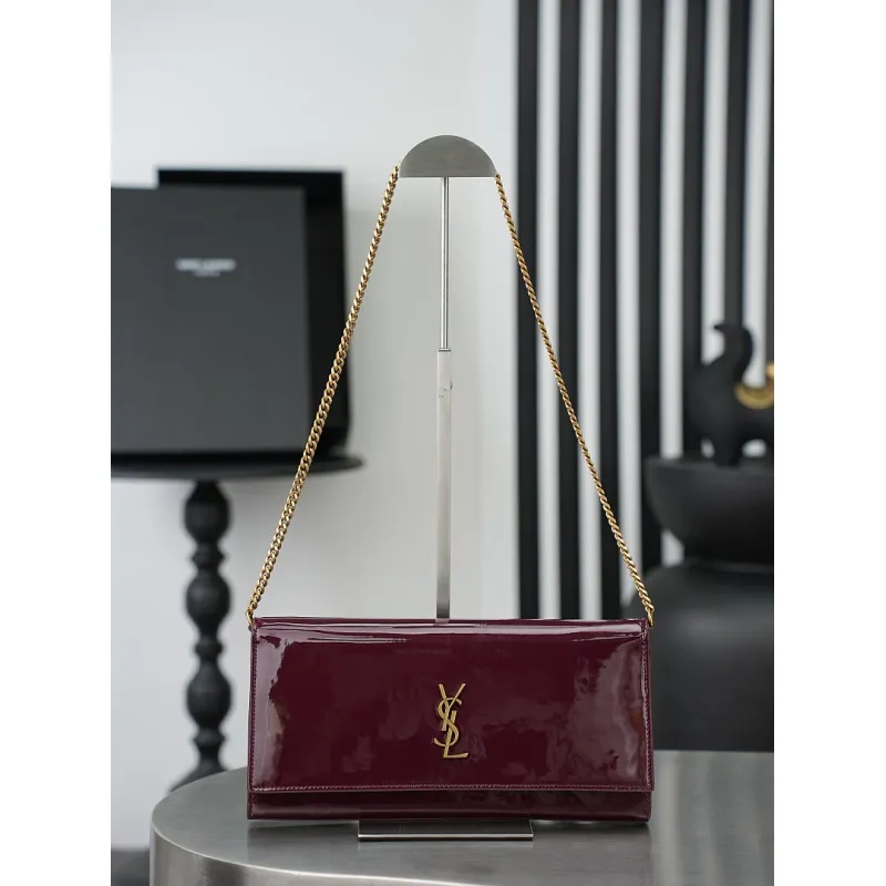 YSL 851921 Kate Smooth Calf Leather Gold Chain Shoulder Crossbody Clutch Handbag #A65991 YSL 851921 Kate Smooth Calf Leather Gold Chain Shoulder Crossbody Clutch Handbag #A65991