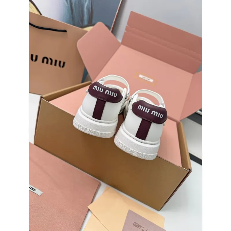 Miu Miu Womens Soft Leather Mary Jane Sneakers #A66067