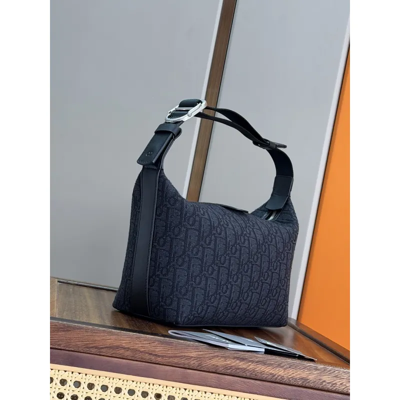 Dior Jett Oblique Jacquard Shoulder Bag CD Logo Adjustable Strap Mini Handbag #A65967 Dior Jett Oblique Jacquard Shoulder Bag CD Logo Adjustable Strap Mini Handbag #A65967