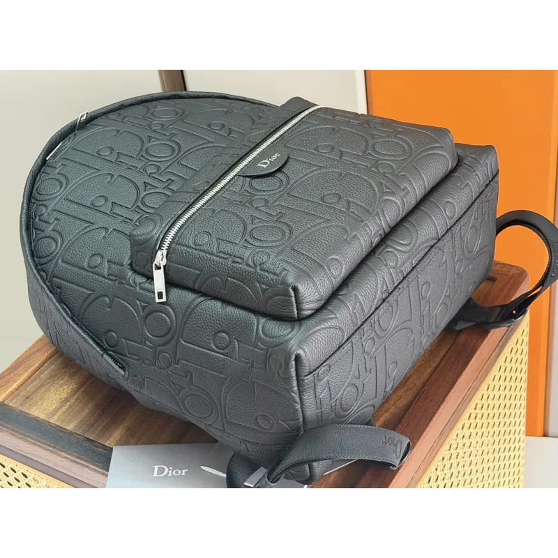 Dior 93968 Rider Oblique Embossed Leather Backpack CD Buckle Adjustable Strap Laptop Daypack #A65990 Dior 93968 Rider Oblique Embossed Leather Backpack CD Buckle Adjustable Strap Laptop Daypack #A65990