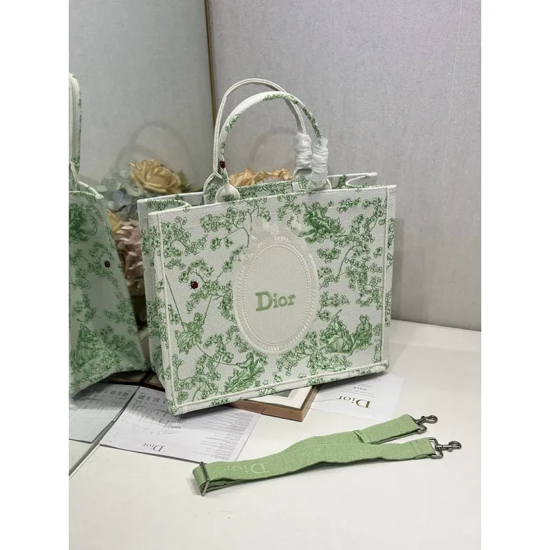 Dior Toile de Jouy Garden Embroidery Canvas Book Tote Bag #A65913