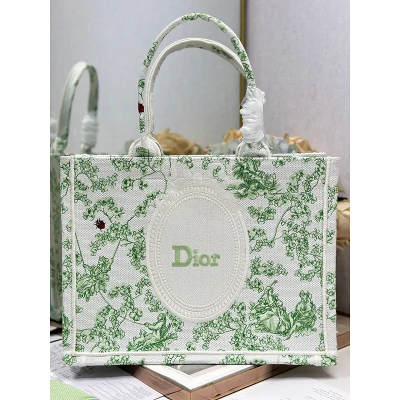 Dior Toile de Jouy Garden Embroidery Canvas Book Tote Bag #A65913