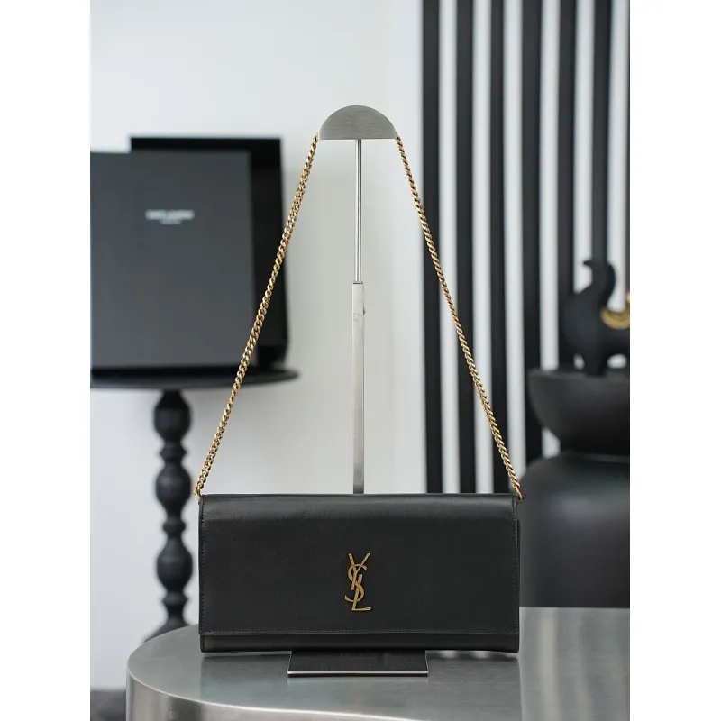 YSL 851921 Kate Smooth Calf Leather Gold Chain Shoulder Crossbody Clutch Handbag #A65991 YSL 851921 Kate Smooth Calf Leather Gold Chain Shoulder Crossbody Clutch Handbag #A65991