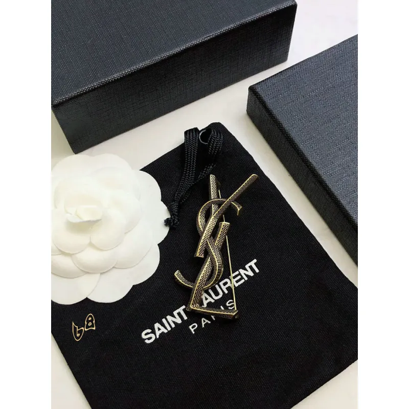 Saint Laurent YSL Logo Monogram Designer Brooch Pin #A65947 Saint Laurent YSL Logo Monogram Designer Brooch Pin #A65947