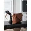 YSL 841702 LE Envelope Brown Lambskin Chain Shoulder Crossbody Clutch Handbag #A65993