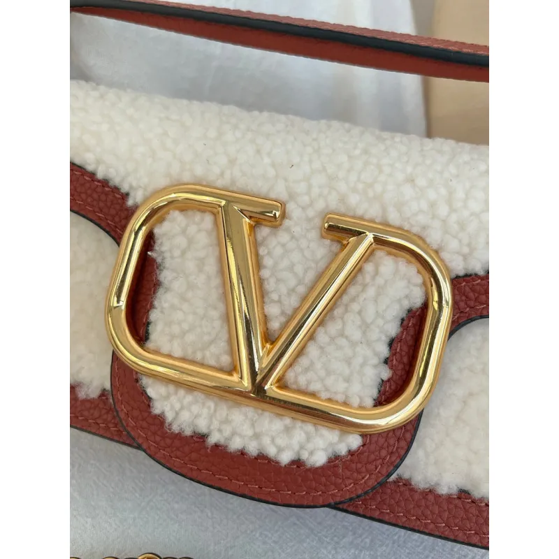 valentino MINI LOC Shearling & Leather Crossbody Bag 20×11×5cm #A65017