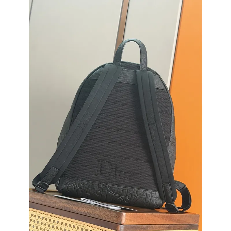 Dior 93968 Rider Oblique Embossed Leather Backpack CD Buckle Adjustable Strap Laptop Daypack #A65990 Dior 93968 Rider Oblique Embossed Leather Backpack CD Buckle Adjustable Strap Laptop Daypack #A65990