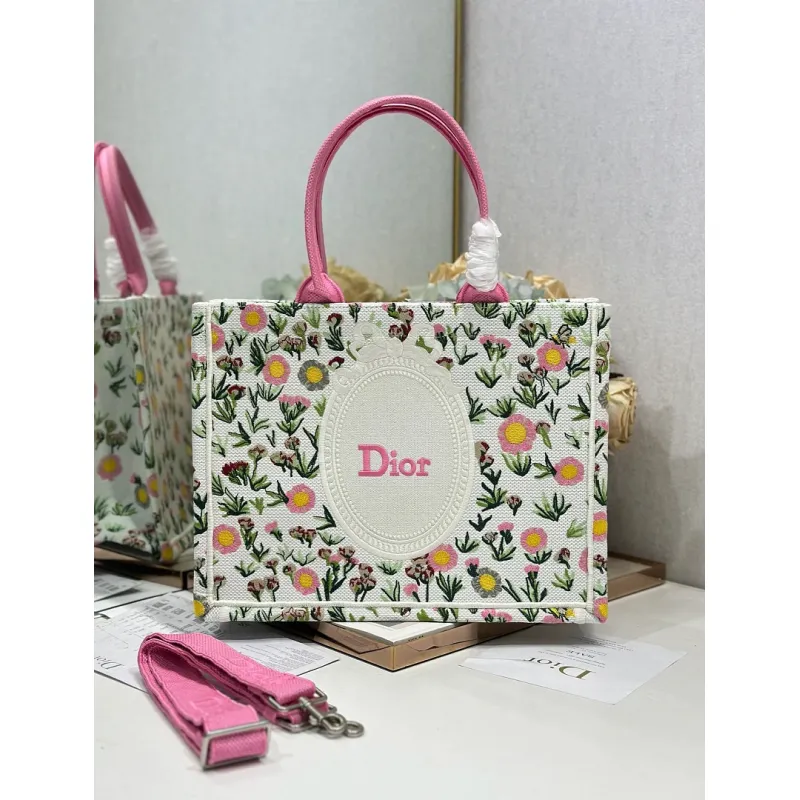 Dior Toile de Jouy Garden Embroidery Canvas Book Tote Bag #A65912