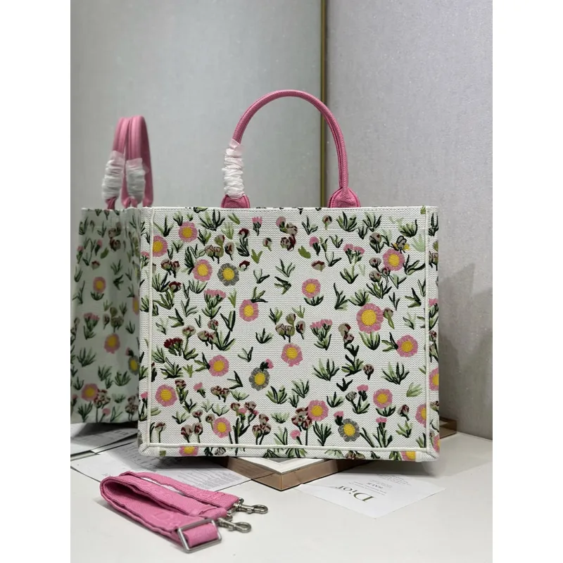 Dior Toile de Jouy Garden Embroidery Canvas Book Tote Bag #A65912