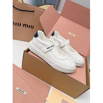Miu Miu Womens Soft Leather Mary Jane Sneakers #A66066