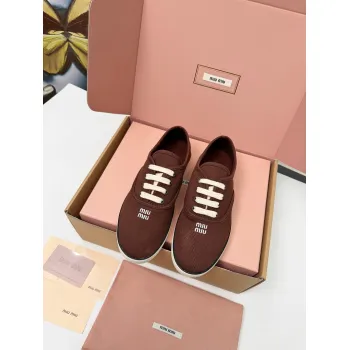Miu Miu Womens Retro Calfskin Leather Ballet Flats #A66078
