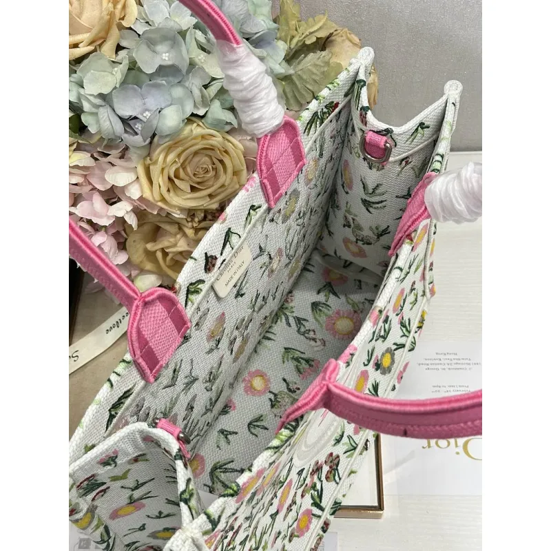 Dior Toile de Jouy Garden Embroidery Canvas Book Tote Bag #A65912