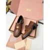 Miu Miu Womens Glossy Leather Chunky Heel Loafers #A66084