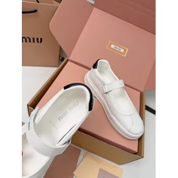 Miu Miu Womens Soft Leather Mary Jane Sneakers #A66068