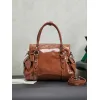 Miu Miu 5BA327 Glazed Leather Vintage Satchel Bag Removable Strap Top Handle Handbag #A65966 Miu Miu 5BA327 Glazed Leather Vintage Satchel Bag Removable Strap Top Handle Handbag #A65966