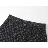 Louis Vuitton Black Denim Print Shorts #A52983 Louis Vuitton Black Denim Print Shorts #A52983