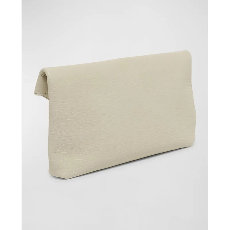 YSL 769307 LE Envelope Off-White Lambskin Fold Clutch Evening Handbag #A65995