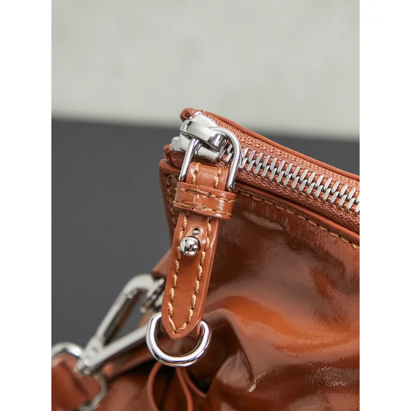 Miu Miu 5BA327 Glazed Leather Vintage Satchel Bag Removable Strap Top Handle Handbag #A65966 Miu Miu 5BA327 Glazed Leather Vintage Satchel Bag Removable Strap Top Handle Handbag #A65966