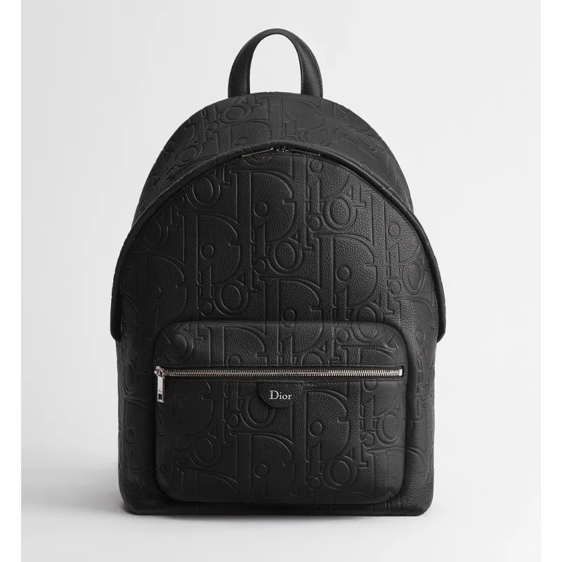 Dior 93968 Rider Oblique Embossed Leather Backpack CD Buckle Adjustable Strap Laptop Daypack #A65990 Dior 93968 Rider Oblique Embossed Leather Backpack CD Buckle Adjustable Strap Laptop Daypack #A65990