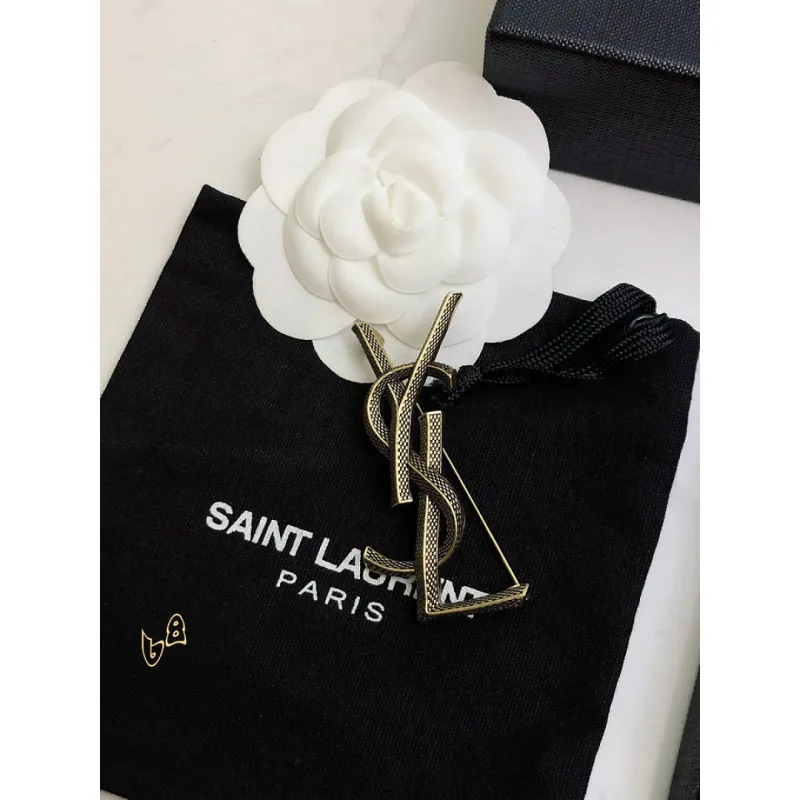 Saint Laurent YSL Logo Monogram Designer Brooch Pin #A65947 Saint Laurent YSL Logo Monogram Designer Brooch Pin #A65947