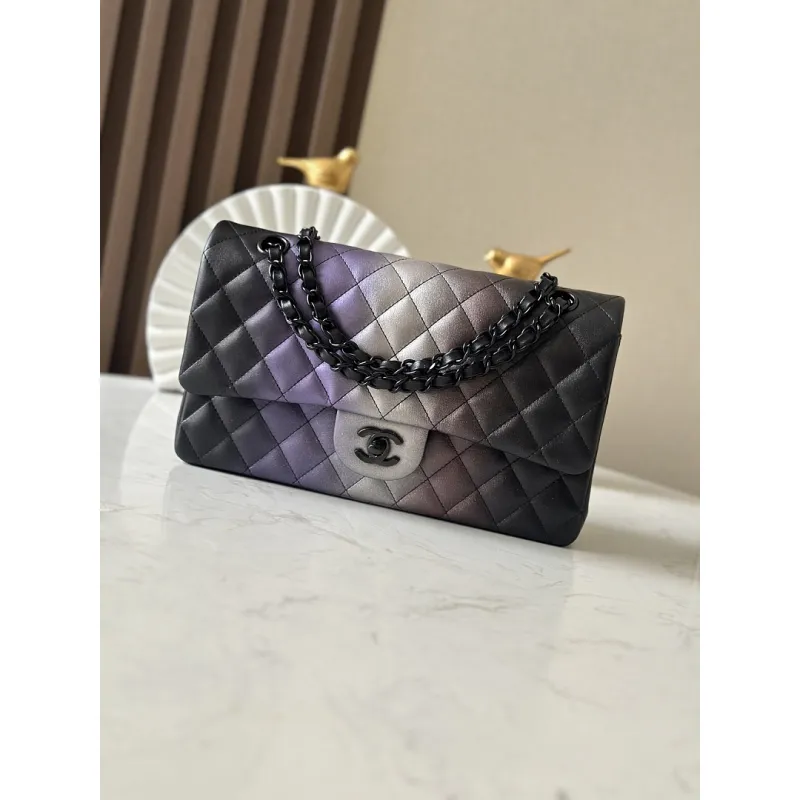 Chanel No.112 Iridescent Gradient Classic Flap Bag Gold CC Chain Quilted Leather Shoulder Bag #A65959 Chanel No.112 Iridescent Gradient Classic Flap Bag Gold CC Chain Quilted Leather Shoulder Bag #A65959