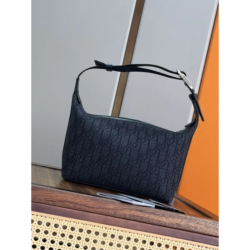 Dior Jett Oblique Jacquard Shoulder Bag CD Logo Adjustable Strap Mini Handbag #A65967 Dior Jett Oblique Jacquard Shoulder Bag CD Logo Adjustable Strap Mini Handbag #A65967