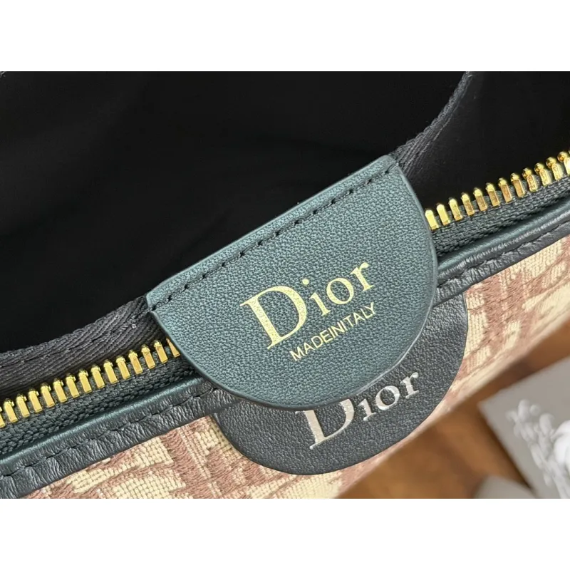 Dior Jett Vintage Oblique Jacquard Shoulder Bag Gold CD Buckle Mini Underarm Handbag #A65968
