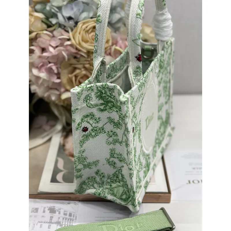Dior Toile de Jouy Garden Embroidery Canvas Book Tote Bag #A65913
