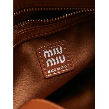 Miu Miu 5BA327 Glazed Leather Vintage Satchel Bag Removable Strap Top Handle Handbag #A65966