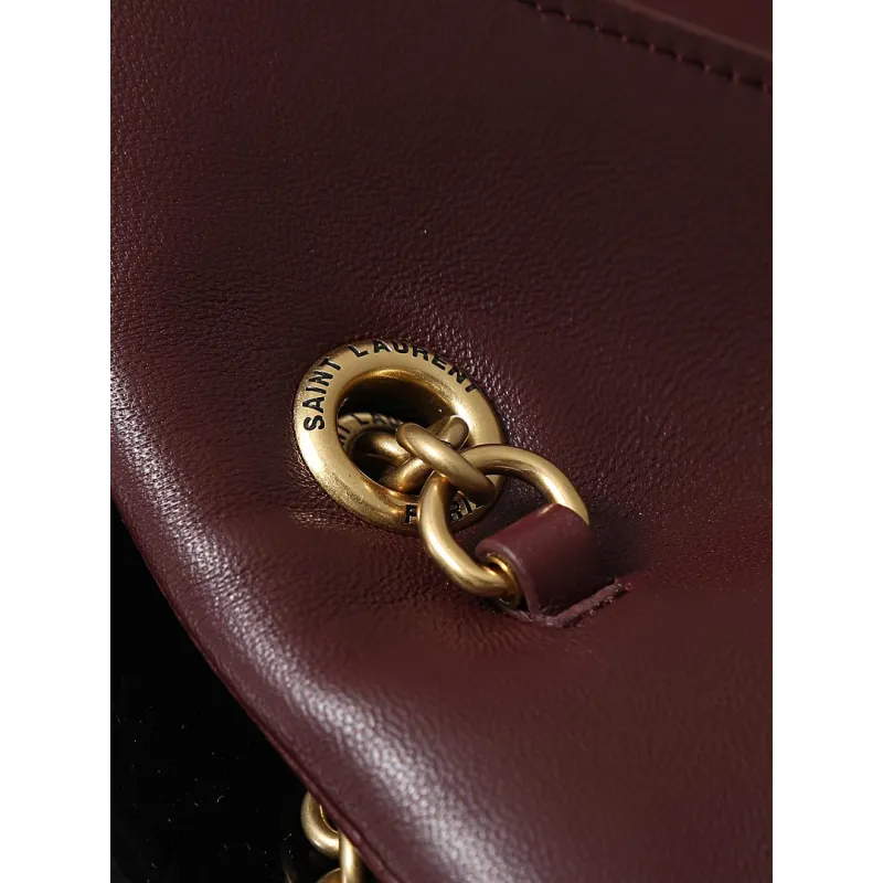 YSL 841702 LE Envelope Burgundy Lambskin Chain Shoulder Crossbody Evening Clutch Handbag #A65994