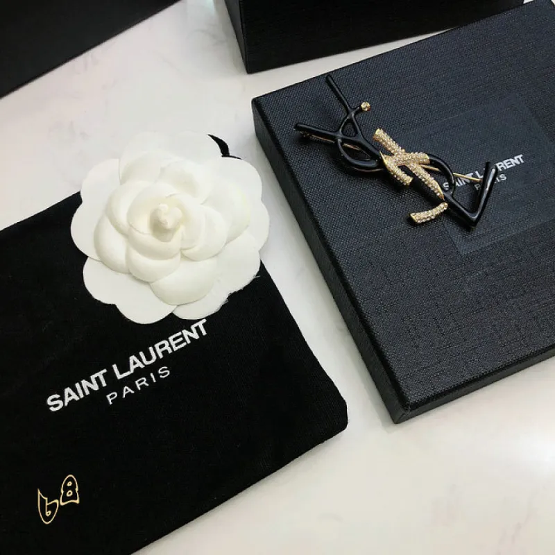 Saint Laurent YSL Logo Monogram Designer Brooch Pin #A65947 Saint Laurent YSL Logo Monogram Designer Brooch Pin #A65947