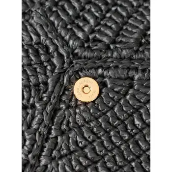 YSL 769307 LE Envelope Black Woven Textile Clutch Evening Handbag #A65996