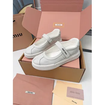 Miu Miu Womens Soft Leather Mary Jane Sneakers #A66070