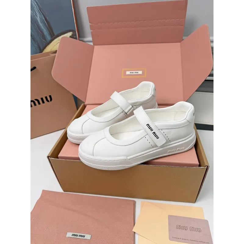 Miu Miu Womens Soft Leather Mary Jane Sneakers #A66069