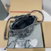 Balenciaga Bucket Bag Metallic Leather Studded Details Edgy Urban Style size:15×17×19cm #A54207