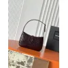 YSL Cléo 5 à 7 Glossy Croc Embossed Leather Underarm Bag Gold Logo Handbag #A65969