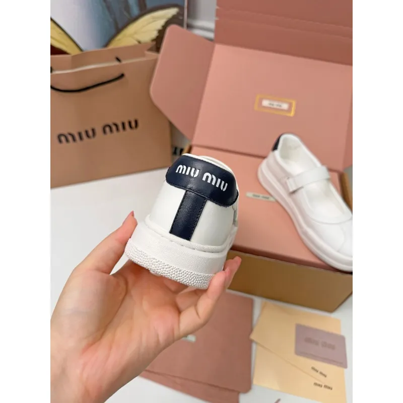 Miu Miu Womens Soft Leather Mary Jane Sneakers #A66066