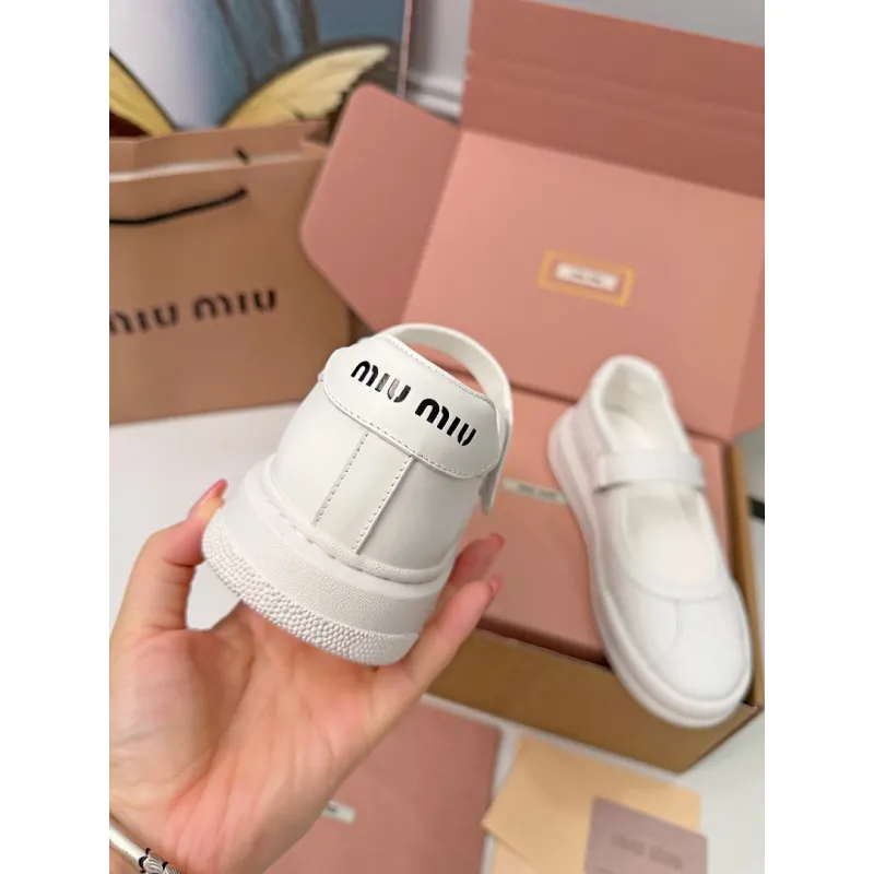 Miu Miu Womens Soft Leather Mary Jane Sneakers #A66069