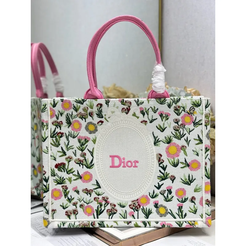 Dior Toile de Jouy Garden Embroidery Canvas Book Tote Bag #A65912