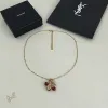 Saint Laurent Gold Cherry Pendant Necklace Designer Leaf Charm Women Jewelry #A65949 Saint Laurent Gold Cherry Pendant Necklace Designer Leaf Charm Women Jewelry #A65949