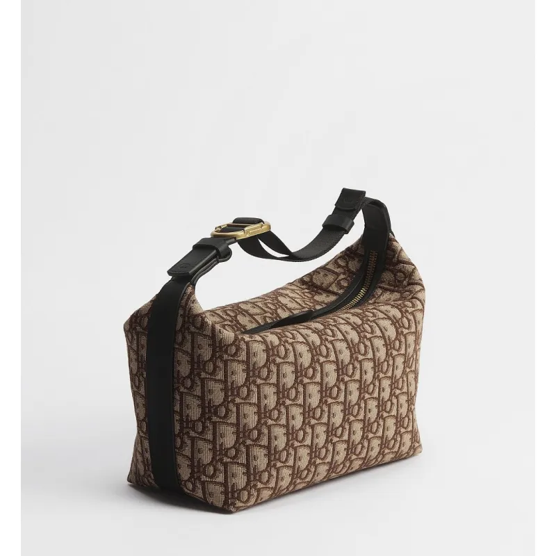 Dior Jett Vintage Oblique Jacquard Shoulder Bag Gold CD Buckle Mini Underarm Handbag #A65968