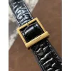 YSL Cléo 5 à 7 Glossy Croc Embossed Leather Underarm Bag Gold Logo Handbag #A65969