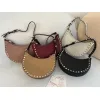 valentino Rockstud Grainy Leather Mini Hobo Shoulder Bag 20×12×4cm #A65018