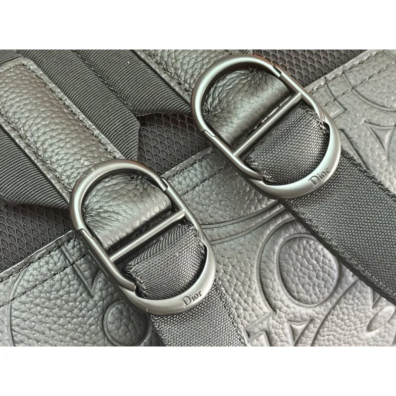 Dior 93968 Rider Oblique Embossed Leather Backpack CD Buckle Adjustable Strap Laptop Daypack #A65990 Dior 93968 Rider Oblique Embossed Leather Backpack CD Buckle Adjustable Strap Laptop Daypack #A65990