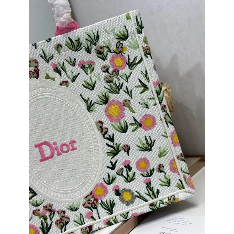Dior Toile de Jouy Garden Embroidery Canvas Book Tote Bag #A65912