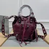 Balenciaga Bucket Bag Burgundy Leather Studded Edges A Bold Fashion Statement size:30×23×17cm #A54208