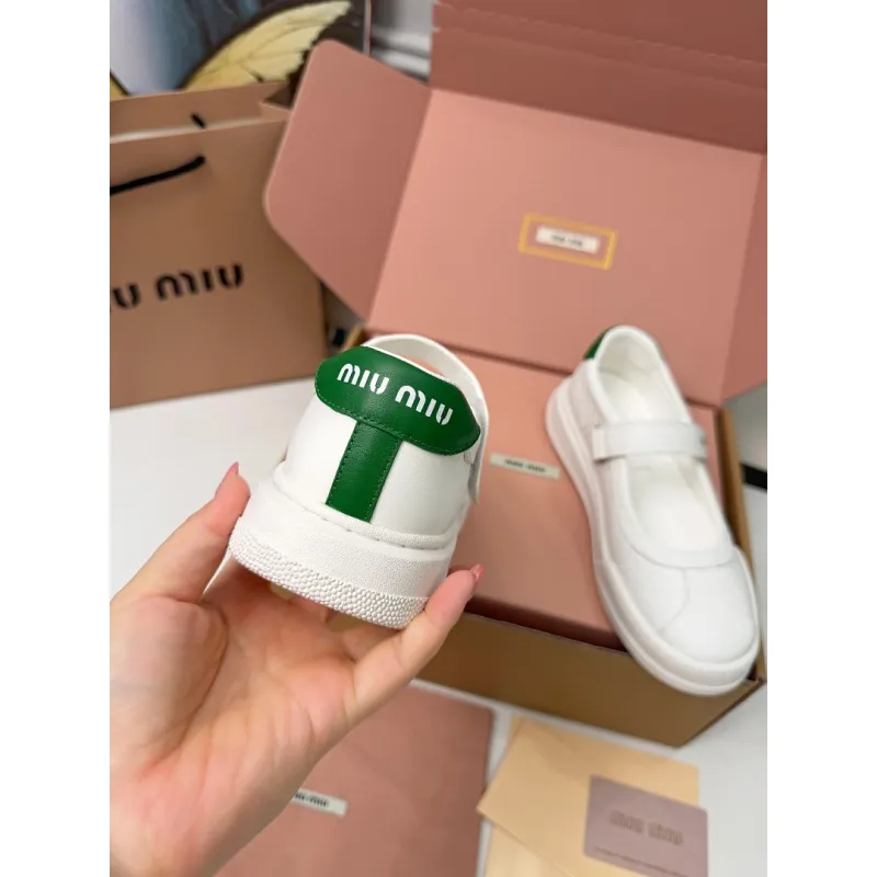 Miu Miu Womens Soft Leather Mary Jane Sneakers #A66065