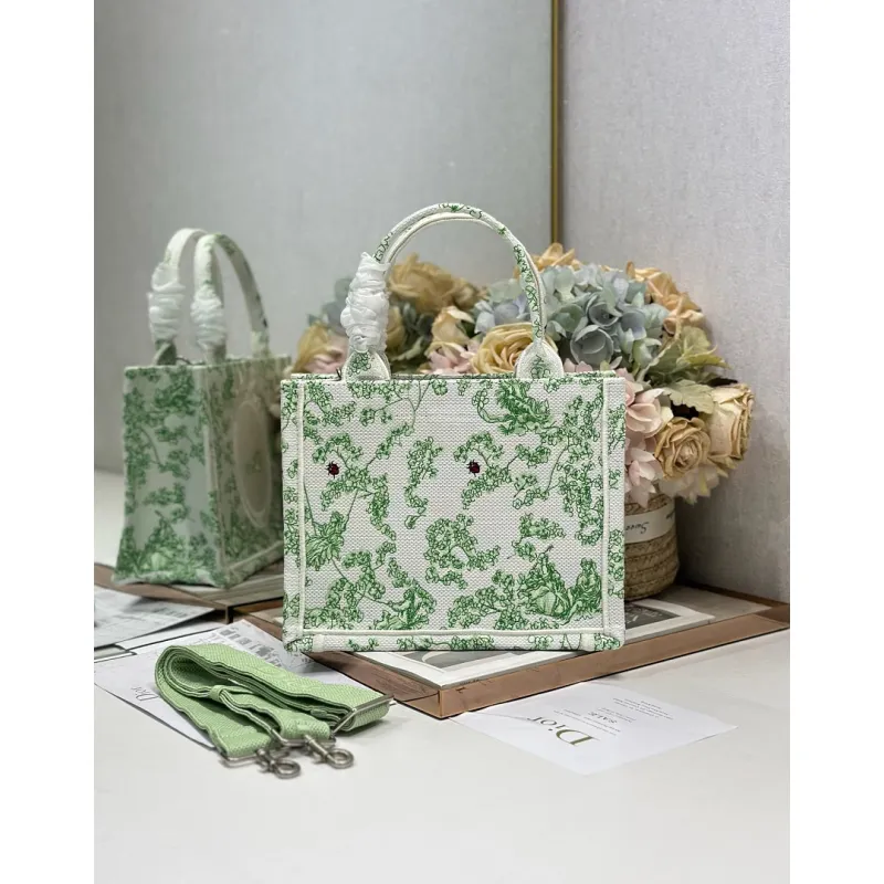 Dior Toile de Jouy Garden Embroidery Canvas Book Tote Bag #A65913